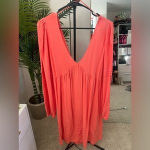 Orange flowy dress with tie back